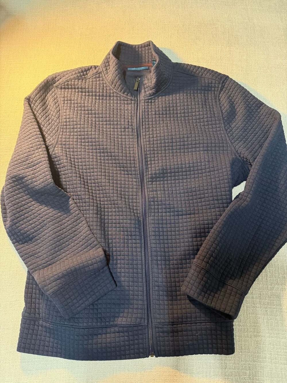 Perry Ellis Men's Quilted Waffle Knit Zip-Up Jacket